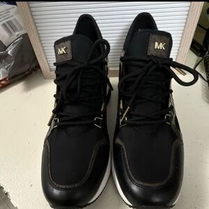 Michael Kors Black and Gold Lace-Up Athletic Sneakers